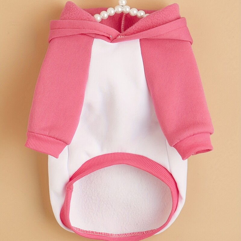 Mājdzīvnieku drēbes suņu kaķu sporta krekls ar kapuci ar samta siltu un ērtu baltu šuvju rozā apģērbu ar apdrukām Vienkāršs un vispārīgs