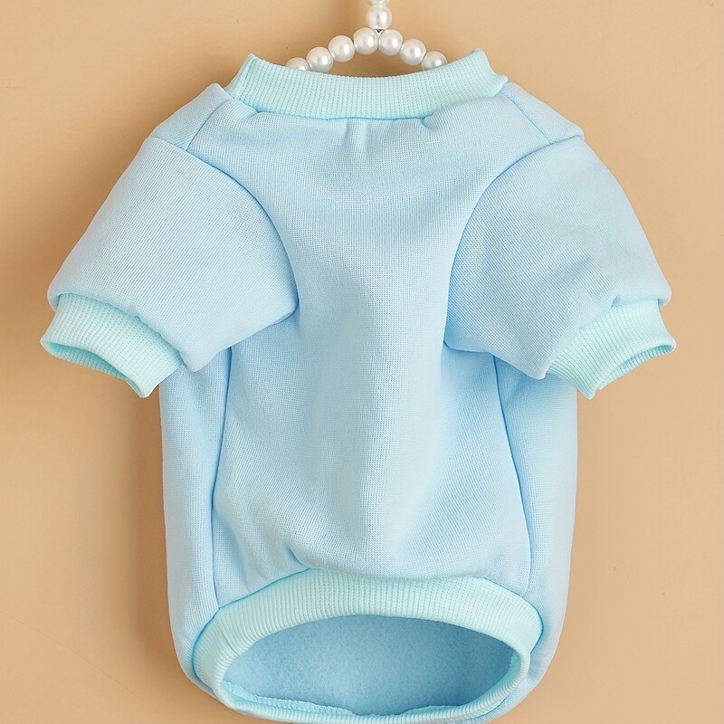 Drabužiai naminiams gyvūnėliams šunų kačių megztinis be gobtuvo su aksominiu šiltu ir patogiu mėlynu drabužiu su paprastais ir dosniais raštais