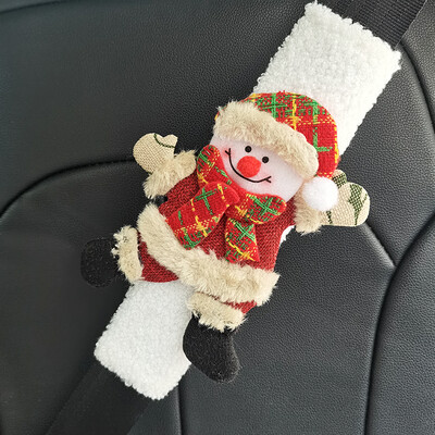 1gab Ziemassvētku lelles automašīnas drošības jostas aizsargapvalks — jauks Ziemassvētku noformējums, automašīnas rotājums svētku dāvanai
