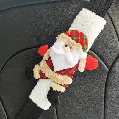1gab Ziemassvētku lelles automašīnas drošības jostas aizsargapvalks — jauks Ziemassvētku noformējums, automašīnas rotājums svētku dāvanai