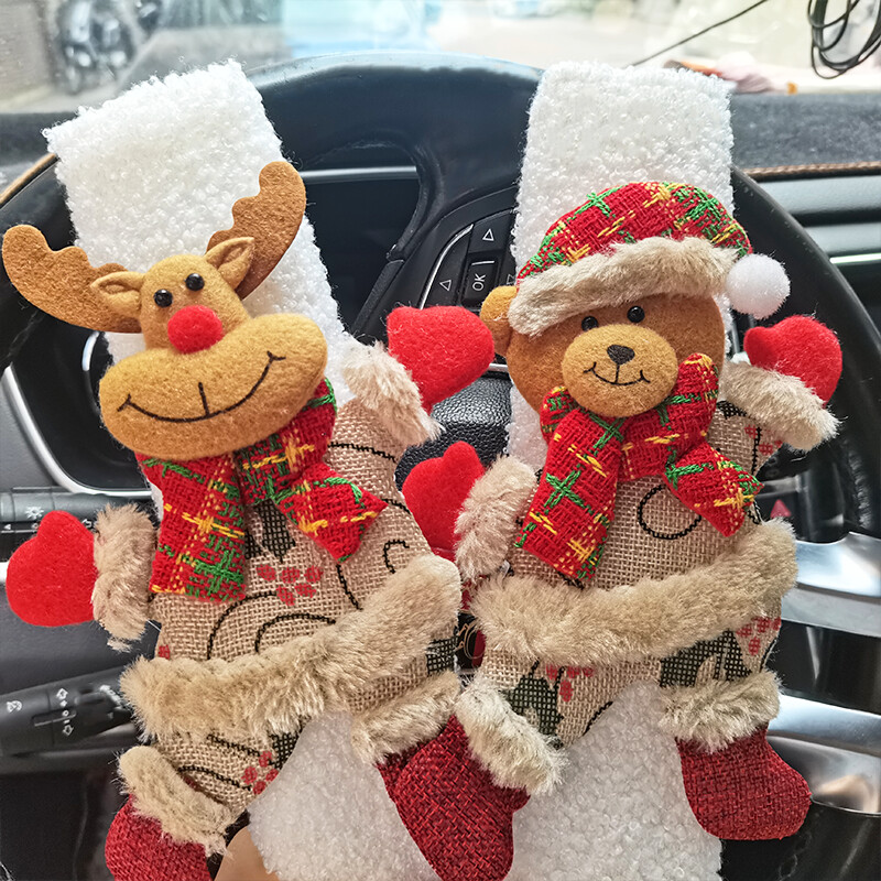 1gab Ziemassvētku lelles automašīnas drošības jostas aizsargapvalks — jauks Ziemassvētku noformējums, automašīnas rotājums svētku dāvanai