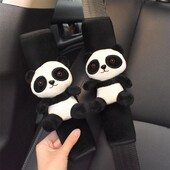 Husă pentru centură de siguranță pentru mașină Panda de pluș Suport de umăr pentru centură de siguranță, drăguț creativ, tampă de protecție reglabilă, accesorii de interior auto