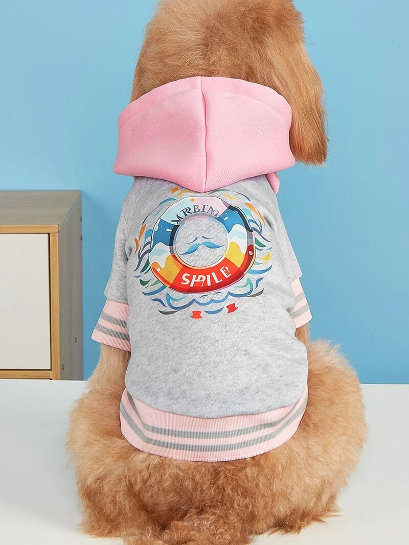 Mājdzīvnieku drēbes suņu kaķu jaka siltas un ērtas drēbes ar apdrukām Vienkāršs un dāsns