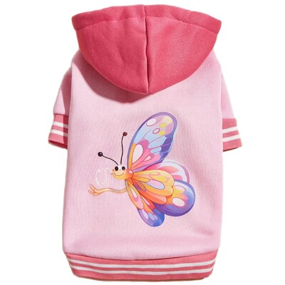 Mājdzīvnieku drēbes suņu kaķu jaka siltas un ērtas drēbes ar tauriņu apdruku rozā new style