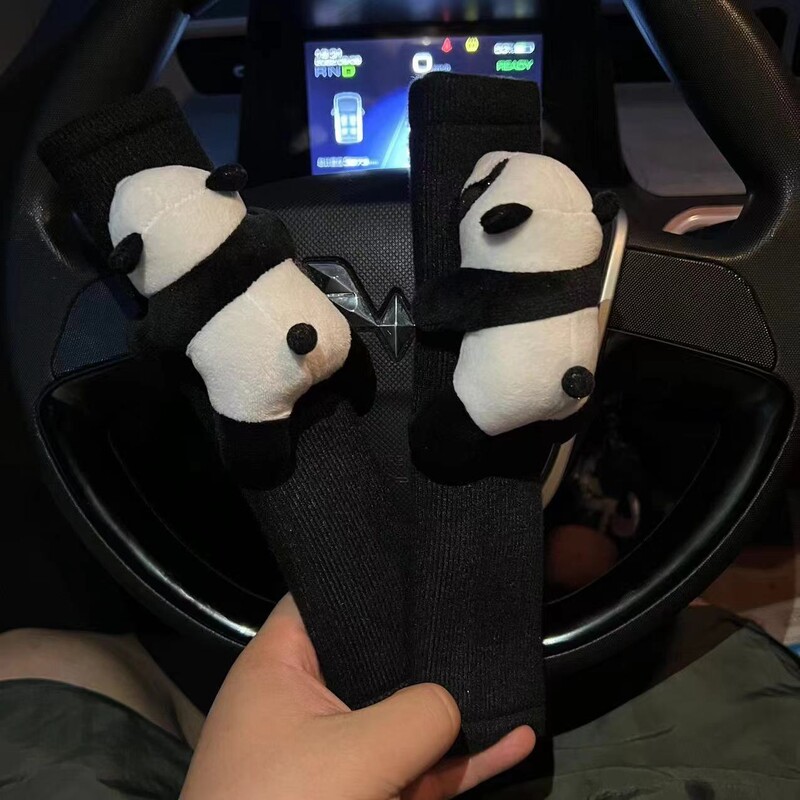 Decorare centură de siguranță pentru autovehicule Desene animat panda centură de siguranță pentru umăr Accesorii pentru automobile de pluș Decorații auto