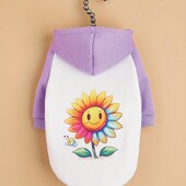 Drabužiai naminiams gyvūnėliams šunų kačių megztinis su gobtuvu su aksominiu šiltu ir patogiu purpuriniu ir baltu kratiniu rūbai su raštais pilka paprasta