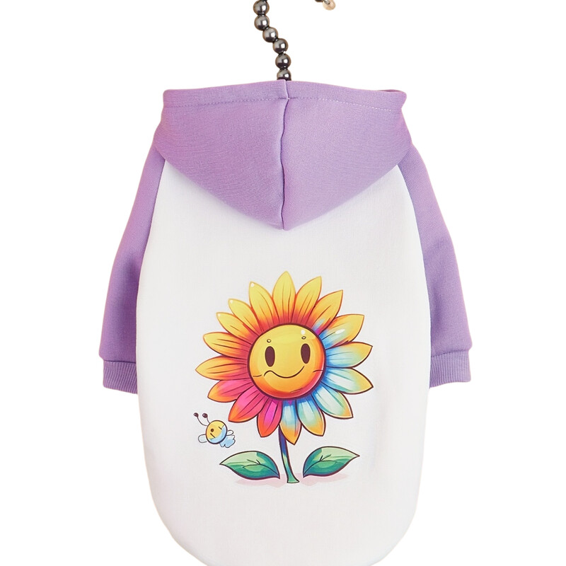 Drabužiai naminiams gyvūnėliams šunų kačių megztinis su gobtuvu su aksominiu šiltu ir patogiu purpuriniu ir baltu kratiniu rūbai su raštais pilka paprasta