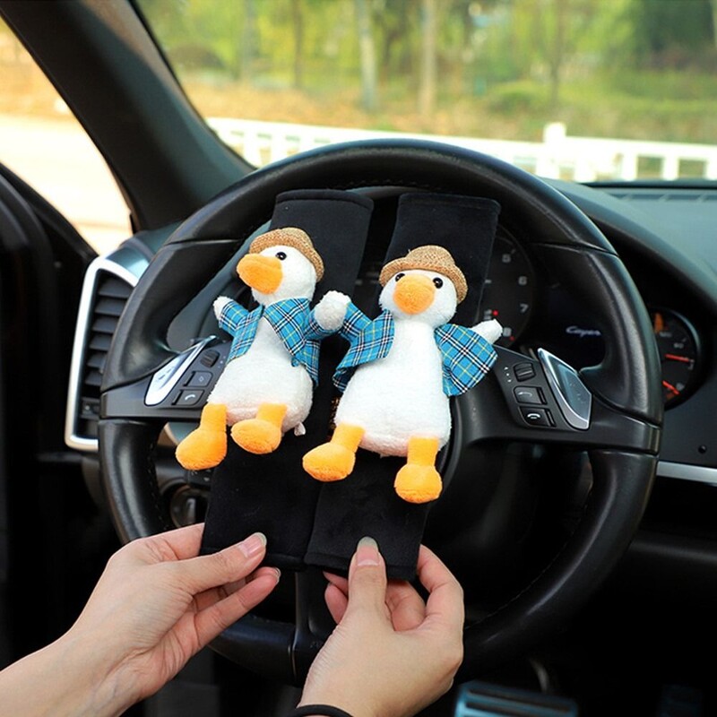 Husă pentru centură de siguranță moale din pluș pentru mașină Protector confortabil pentru centură de siguranță pentru animale, cu desene animate de rață, centură de siguranță pentru umeri Copii/copii