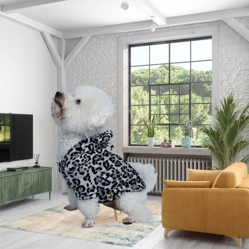 Mājdzīvnieku drēbes suns suns kaķis ar kapuci flaneļa silts un ērts melnbalts savīti raksts vienkāršs un dāsns