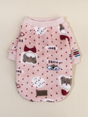 Tricou calduros de pluș pentru câini pentru iarnă Pulover cu căptușeală moale din lână cu haine drăguțe pentru cățeluș și pisoi cu imprimeu animal