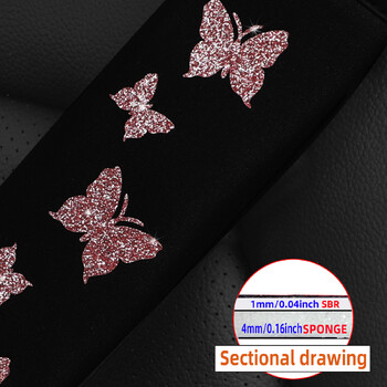 1 Glitter Pink Butterfly Blingling Fabric Προμήθειες αυτοκινήτου Ζώνη ασφαλείας Κάλυμμα ώμου Άνετη ζώνη ασφαλείας κατά της σύσφιξης