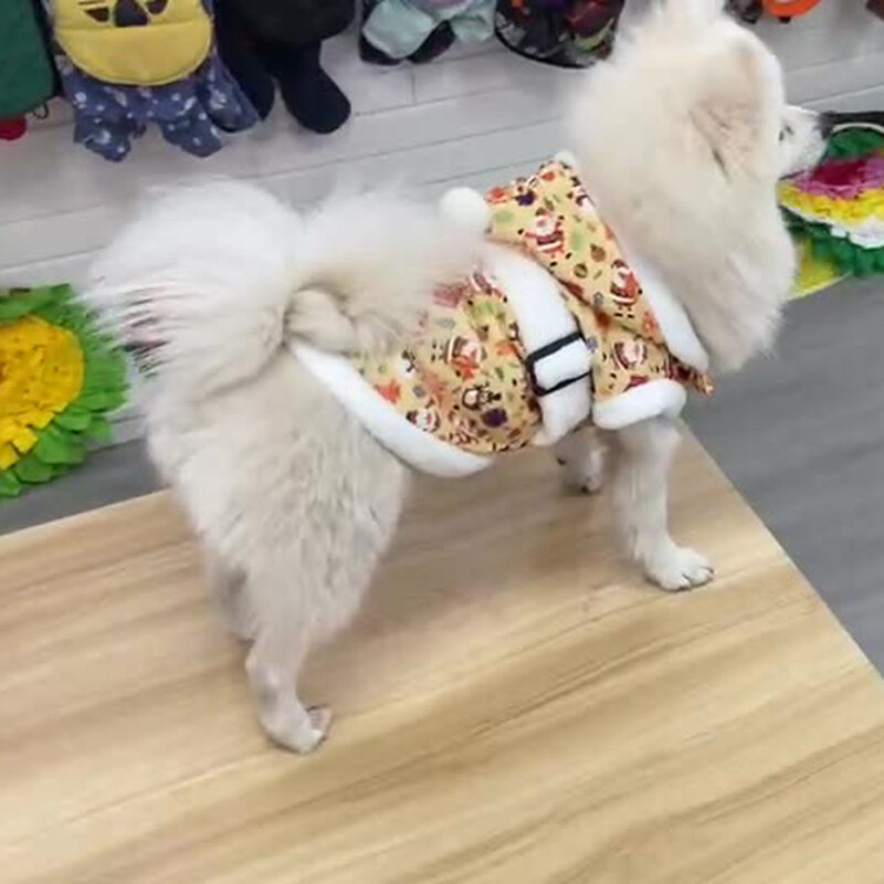 Rudens ir žiemos karštai parduodami gyvūnėlių drabužiai yra patogūs ir šilti, animacinių filmų marginti kačių ir šunų Kalėdų elementai.