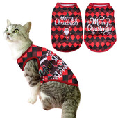 Katės kalėdinis kostiumas mažiems šunims Naujųjų metų puošniai apsirengti šuniuko marškinėliai Kačiuko liemenė Drabužiai Kalėdų senelio spaudiniai Jorkšyro kostiumai