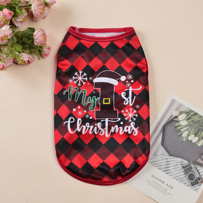 Katės kalėdinis kostiumas mažiems šunims Naujųjų metų puošniai apsirengti šuniuko marškinėliai Kačiuko liemenė Drabužiai Kalėdų senelio spaudiniai Jorkšyro kostiumai