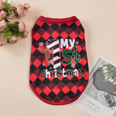 Katės kalėdinis kostiumas mažiems šunims Naujųjų metų puošniai apsirengti šuniuko marškinėliai Kačiuko liemenė Drabužiai Kalėdų senelio spaudiniai Jorkšyro kostiumai