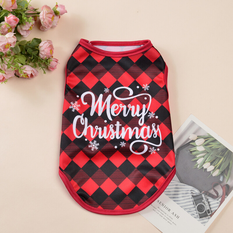 Katės kalėdinis kostiumas mažiems šunims Naujųjų metų puošniai apsirengti šuniuko marškinėliai Kačiuko liemenė Drabužiai Kalėdų senelio spaudiniai Jorkšyro kostiumai