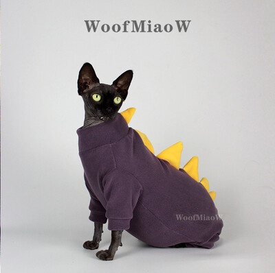 Sfinkso Devono katės drabužiai Beplaukės katės Mielas dinozauras Keturkojai drabužiai su pilvo apsauga ir patogia šiluma