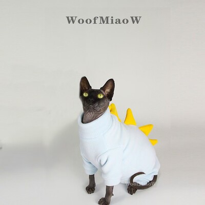 Sfinkso Devono katės drabužiai Beplaukės katės Mielas dinozauras Keturkojai drabužiai su pilvo apsauga ir patogia šiluma