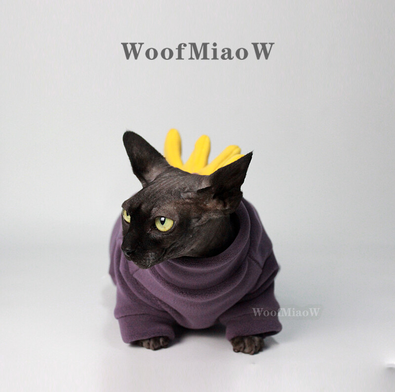 Sfinkso Devono katės drabužiai Beplaukės katės Mielas dinozauras Keturkojai drabužiai su pilvo apsauga ir patogia šiluma