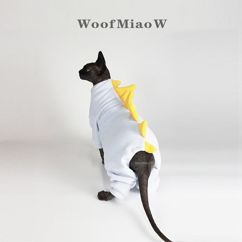 Sfinkso Devono katės drabužiai Beplaukės katės Mielas dinozauras Keturkojai drabužiai su pilvo apsauga ir patogia šiluma