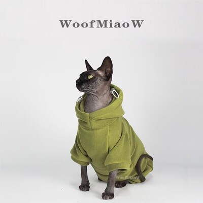Sfinkso katės rudeniniai ir žieminiai drabužiai stori pilvo apsauga su gobtuvu keturkojai rūbai katei vienspalviai patogus gobtuvas