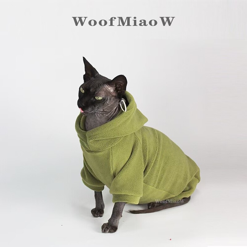 Sfinkso katės rudeniniai ir žieminiai drabužiai stori pilvo apsauga su gobtuvu keturkojai rūbai katei vienspalviai patogus gobtuvas