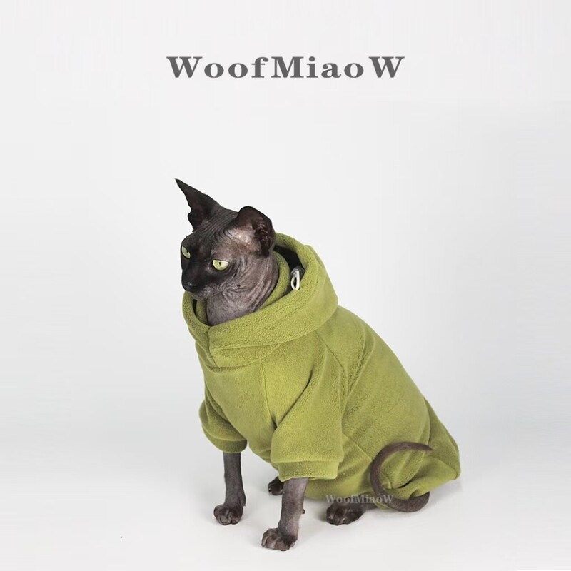 Sfinkso katės rudeniniai ir žieminiai drabužiai stori pilvo apsauga su gobtuvu keturkojai rūbai katei vienspalviai patogus gobtuvas