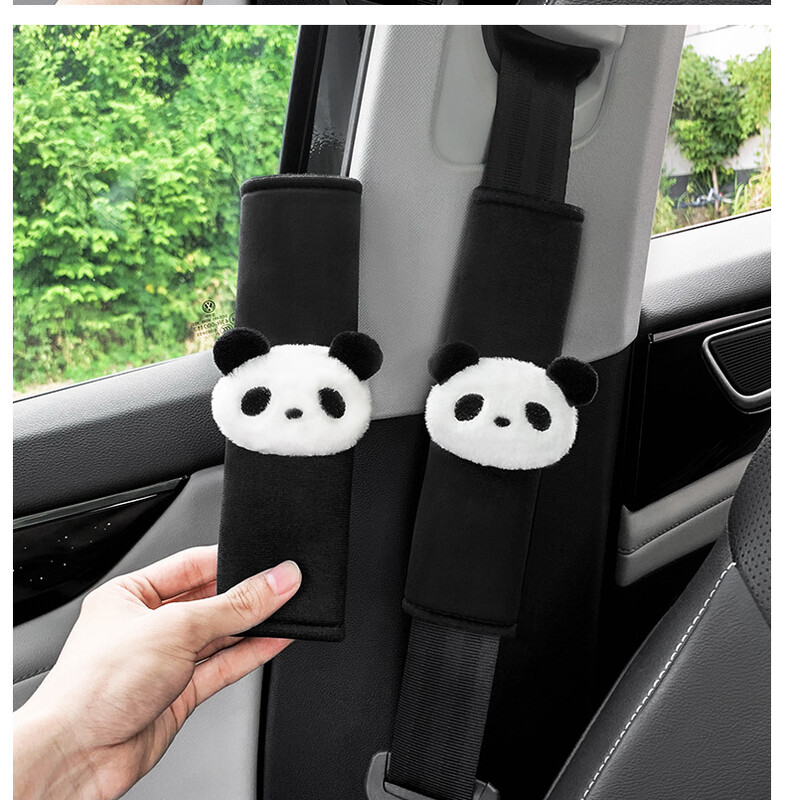 Pliušinis Panda automobilio saugos diržas, pečių apsaugos apvalkalas, apsaugantis nuo smaugimo, rankovės, automobilio priedai, vidaus apdaila