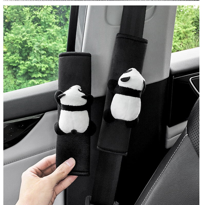 Pliušinis Panda automobilio saugos diržas, pečių apsaugos apvalkalas, apsaugantis nuo smaugimo, rankovės, automobilio priedai, vidaus apdaila