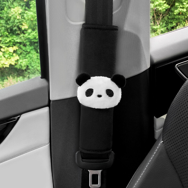 Pliušinis Panda automobilio saugos diržas, pečių apsaugos apvalkalas, apsaugantis nuo smaugimo, rankovės, automobilio priedai, vidaus apdaila