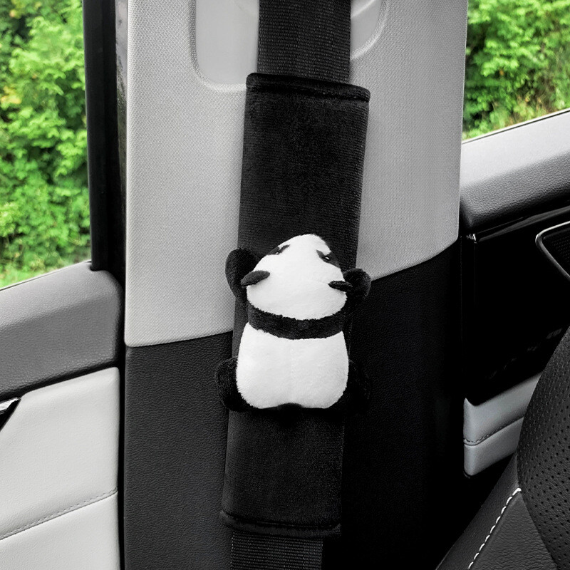 Pliušinis Panda automobilio saugos diržas, pečių apsaugos apvalkalas, apsaugantis nuo smaugimo, rankovės, automobilio priedai, vidaus apdaila