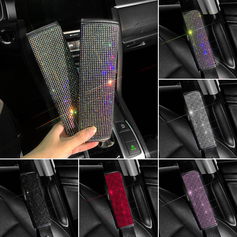 2vnt Crystal Diamond saugos diržo pečių pagalvėlės Bling automobilio saugos diržų užvalkalai, apsauginės pagalvėlės, auto dekoro automobilių priedai moterims