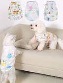 Vasaros naminiams gyvūnėliams kvėpuojanti liemenė šunų kačių drabužiai Mieli raštai šunų kačių liemenė mažoms ir vidutinėms katėms ir šunims Lauko marškinėliai Drabužiai