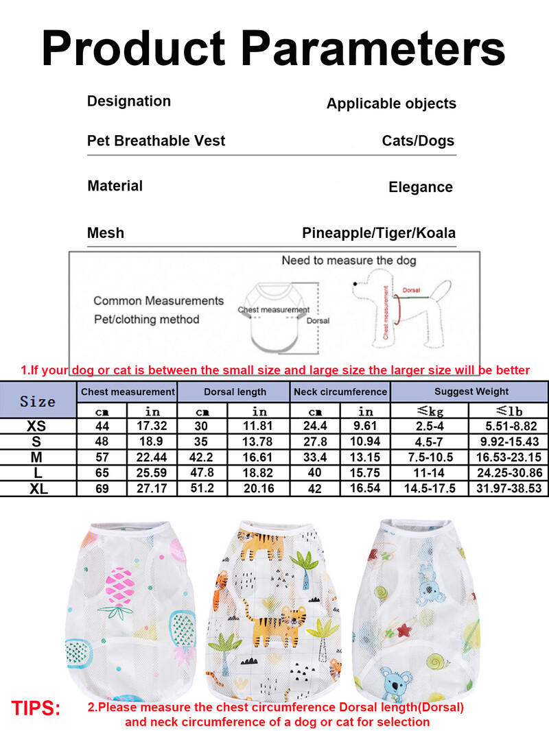 Vasaros naminiams gyvūnėliams kvėpuojanti liemenė šunų kačių drabužiai Mieli raštai šunų kačių liemenė mažoms ir vidutinėms katėms ir šunims Lauko marškinėliai Drabužiai