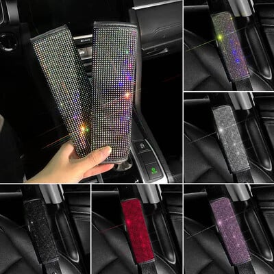 2Pcs Bling Jastučići za ramena za sigurnosni pojas automobila Rhinestone Zaštitna jastučić za ramena Navlaka Jastučići Ukrasi Dodaci za automobile za žene