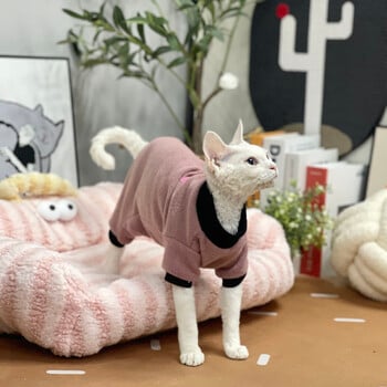 Νέο χειμωνιάτικο ροζ πουλόβερ για Sphynx Cat Ζεστό fleece Μακρυμάνικο χοντρό παλτό για Devon Rex Soft Warm Kittens Πιτζάμα για γάτα