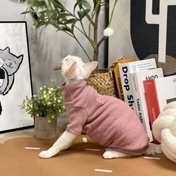 Νέο χειμωνιάτικο ροζ πουλόβερ για Sphynx Cat Ζεστό fleece Μακρυμάνικο χοντρό παλτό για Devon Rex Soft Warm Kittens Πιτζάμα για γάτα