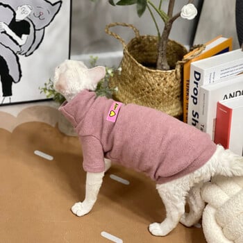 Νέο χειμωνιάτικο ροζ πουλόβερ για Sphynx Cat Ζεστό fleece Μακρυμάνικο χοντρό παλτό για Devon Rex Soft Warm Kittens Πιτζάμα για γάτα