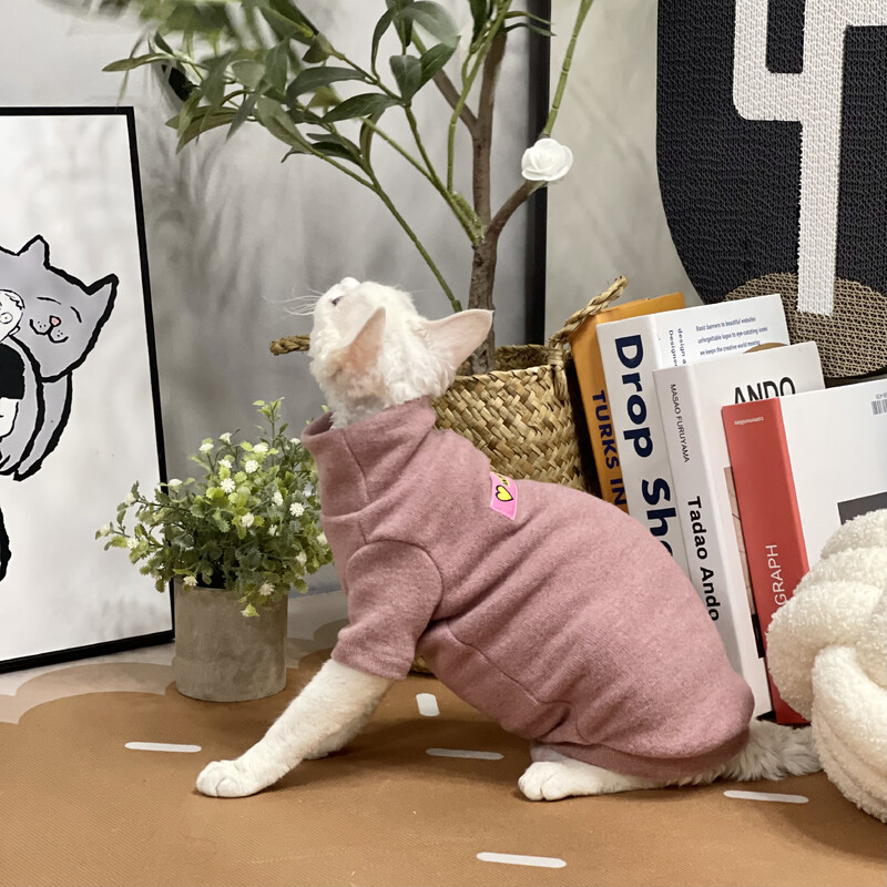 Nou pulover roz de iarnă pentru pisica Sphynx Lână caldă cu mâneci lungi haină groasă pentru pisicuțe moale și calde Pijama pentru pisică Devon Rex