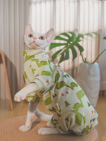 Sphynx Cat Clothes Μαλακό βαμβακερό υπόστρωμα το χειμώνα για άτριχη γάτα Ζεστό ζιβάγκο με 4 πόδια για Κοστούμια γάτας Devon Rex