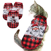 Haine confortabile pentru pisici Costume de cosplay pentru pisici de companie de iarnă pisicuță cu imprimeu de Crăciun haine fără mâneci vestă pentru pisici mici, mijlocii, îmbrăcăminte