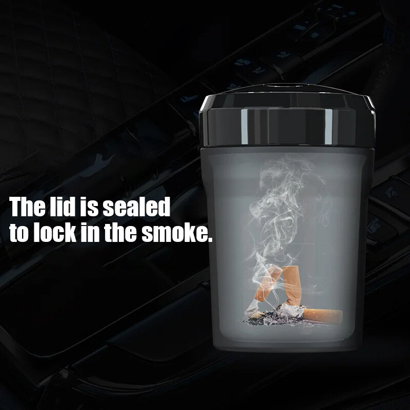 Преносим автомобилен LED пепелник Универсален автоматичен пепелник Поставки за пепел от цигари Чаша Интериорен декор на автомобил Бездимен автоматичен държач Кутия