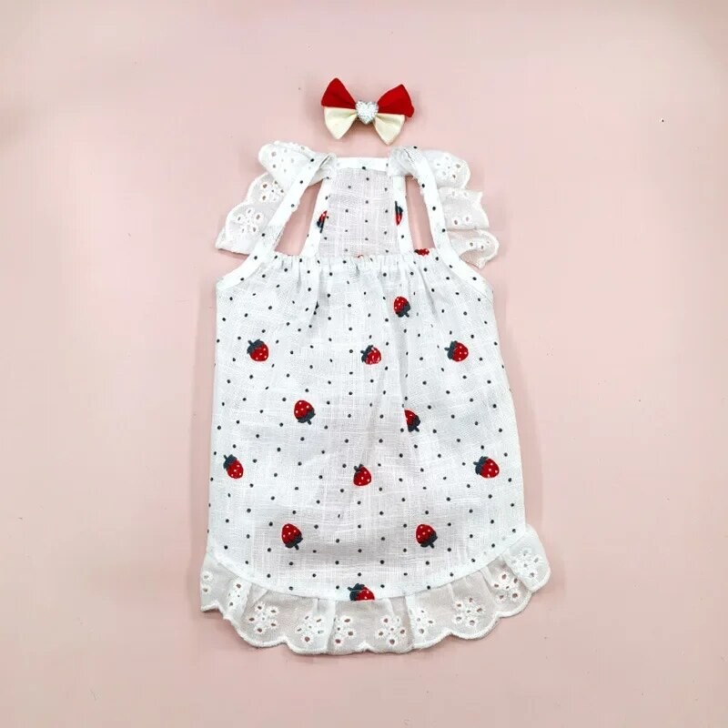 Pavasara vasara mājdzīvnieku apģērbi zemeņu kaķu kleita suņu apģērbi universāli piemēroti Xs SML Xl mājdzīvnieku modes aksesuāri