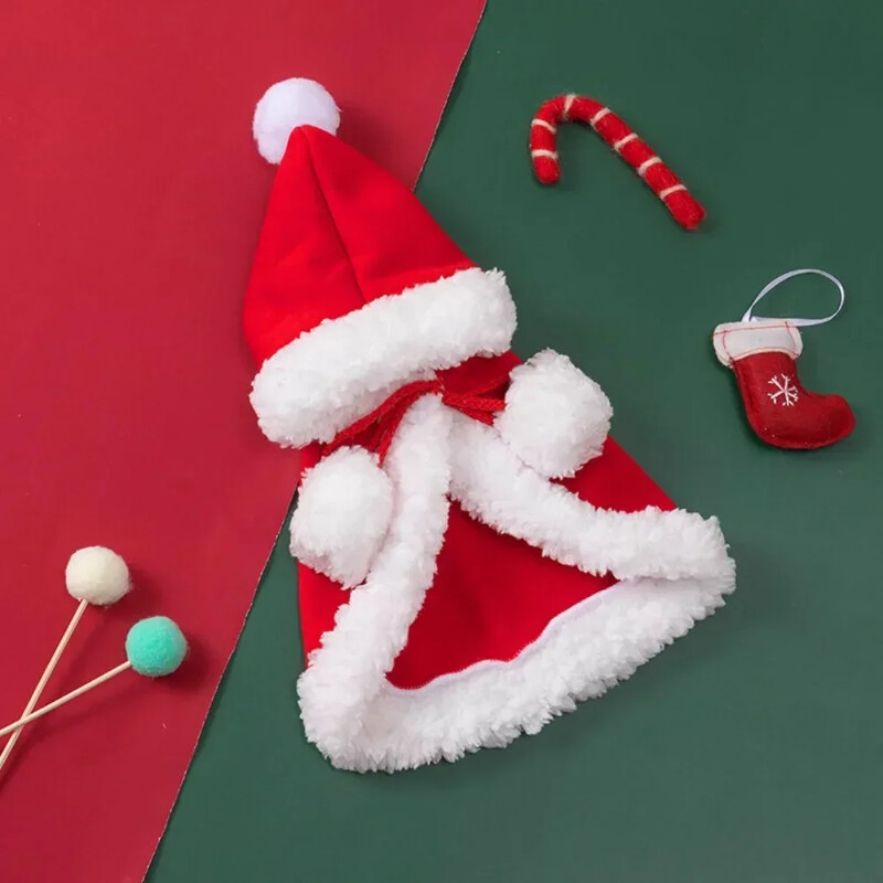 Kalėdiniai rūbai naminiams katėms Šilti šunų rūbai su gobtuvu Patogūs naminių gyvūnėlių drabužiai mažiems ir vidutiniams šunims katėms Mielas kačiukas šuniuko kepuraitė