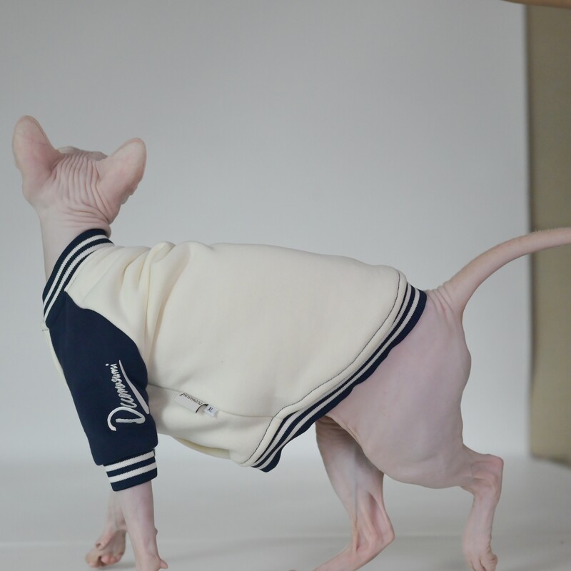 Itin minkšti kačių beisbolo marškinėliai žiemai su Sfinkso, Devono, Kornvalio ir kačiukų veislėmis