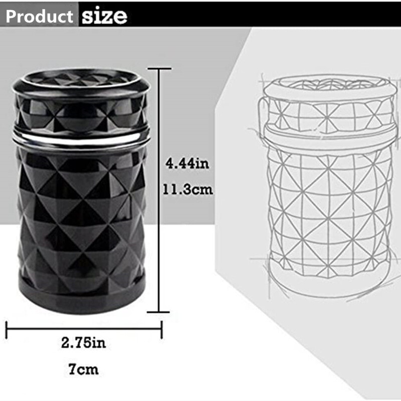 Automobilio peleninė su LED apšvietimu Kalnų krištolinio akmens nešiojama peleninė, universalus cigarečių cilindro laikiklis Peleninės automobilio salono apšvietimas