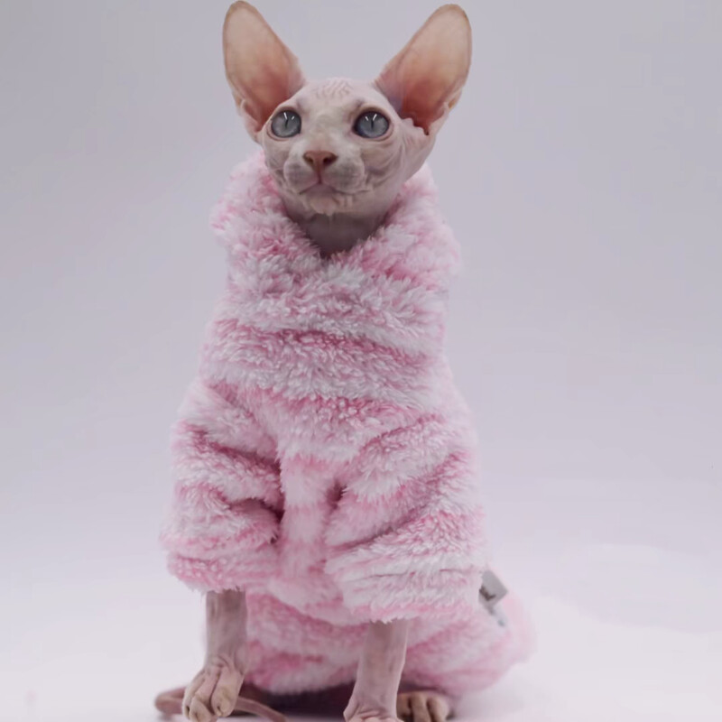 Pulover din lână cu glugă pentru pisici în timpul iernii Palton gros și cald roz pentru pisica Sphyinx Hanorac dulce Pisicuțe Câini Hanorac Îmbrăcăminte de îmbrăcăminte