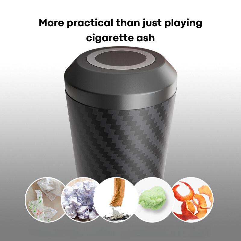 Scrumieră auto de vânzare la cald, portabilă nouă, cu capac, scrumieră auto multifuncțională, model din fibră de carbon