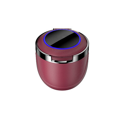 PU ādas automašīnas pelnu trauks ar vāku un smaržu necaurlaidīgu nerūsējošā tērauda zilu LED pārnēsājamu pelnu trauka kausu auto ugunsdrošam apvalkam