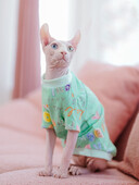 Haine pentru pisici Sphynx Subpela din bumbac moale, pisica fără păr, verde, moale, salopetă cu 2 picioare, pentru costume de pisică Devon Rex de primăvară